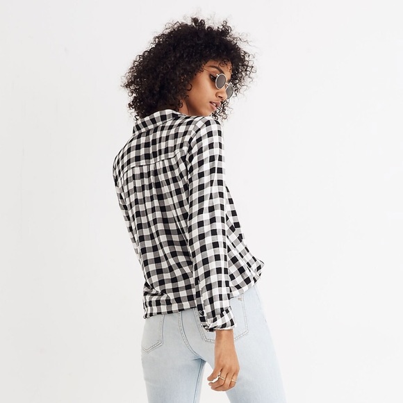 Madewell Wrap-Front Shirt in Buffalo Check - Picture 3 of 6
